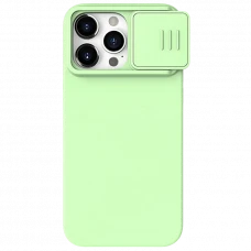 Husă Nillkin iPhone 15 Pro Max, CamShield Silky Silicone, Mint Green