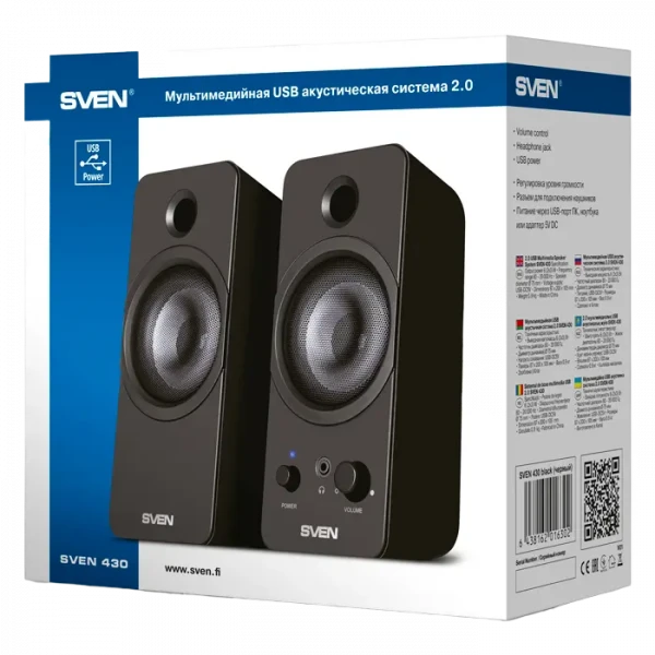 Boxe pentru calculator 2.0 SVEN 430, Negru