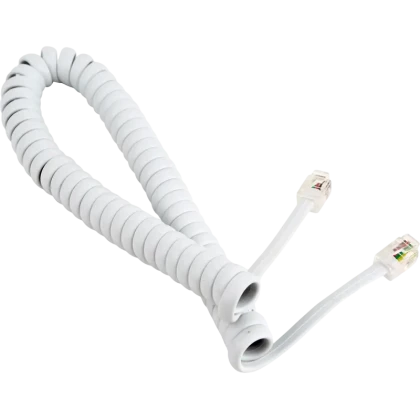 Спиральный шнур телефонной трубки Cablexpert TC4P4CS-2M, Белый