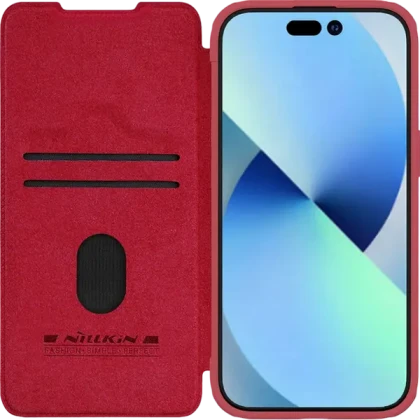 Husă tip carte Nillkin iPhone 15 Pro Max - Qin Pro, Roșu