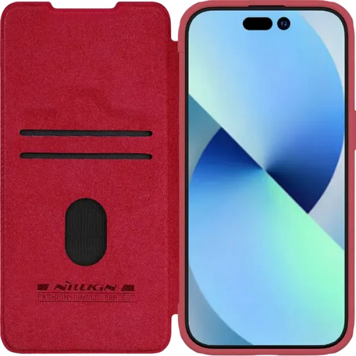 Husă tip carte Nillkin iPhone 15 Pro Max - Qin Pro, Roșu