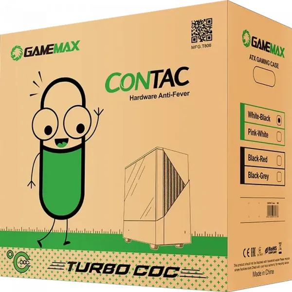 Компьютерный корпус Gamemax Contac COC, Midi-Tower, Без блока питания, Черный | Красный