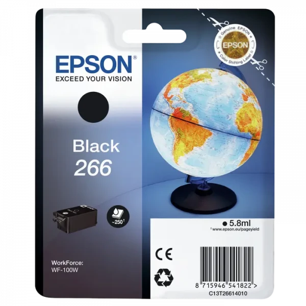 Картридж чернильный Epson T266, 6мл, Черный