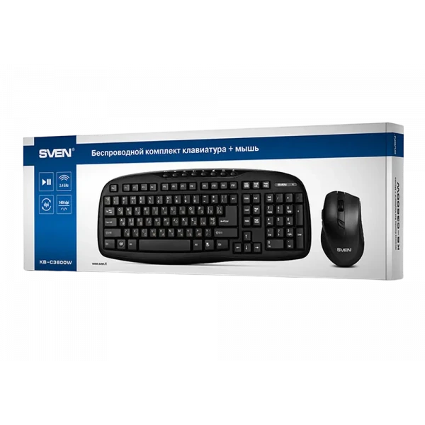 Клавиатура и мышь SVEN KB-C3600W, Беспроводное, Чёрный