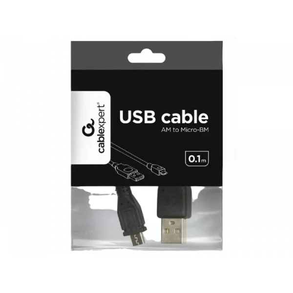 Кабель для зарядки и синхронизации Cablexpert CCP-mUSB2-AMBM-0.1M, USB Type-A/micro-USB, 0,1м, Чёрный