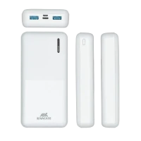Acumulator extern Rivacase VA2572, 20000mAh, Alb
