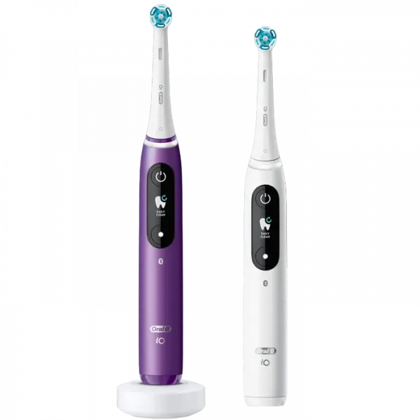 Periuță de dinți electrică Braun iO 8 Duo, Alabastru alb | Ametrin violet