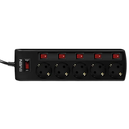 Prelungitor electric SVEN SF-05PL, 5 Prize, 1,8m, Negru