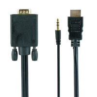 Видео кабель Cablexpert A-HDMI-VGA-03-10, HDMI (M) - VGA D-Sub + 3.5 mm Jack, 3м, Чёрный