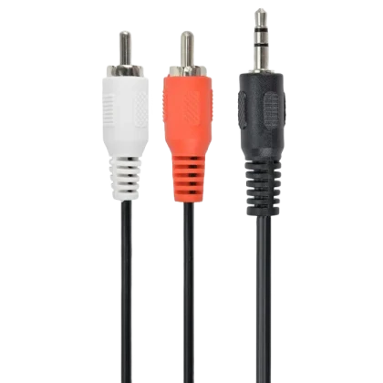 Аудио адаптер Cablexpert CCA-458/0.2, 3.5mm 3-pin (M) - 2x RCA (M), 0,2м, Чёрный