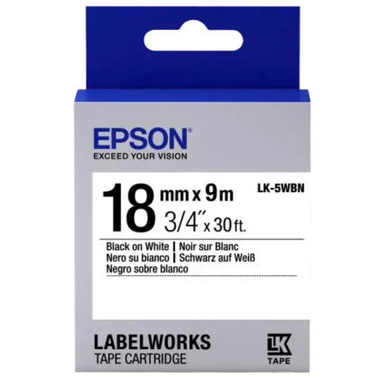 Cartuş de bandă Epson LK-5WBN, 18 mm x 9 m