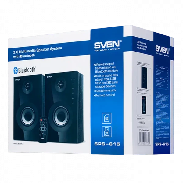 Компьютерные колонки 2.0 SVEN SPS-615, Чёрный