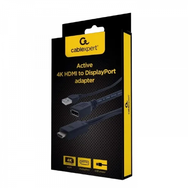 Adaptor Video Cablexpert A-HDMIM-DPF-01, HDMI (M) - DisplayPort, USB Type-A, 0,1m, Negru