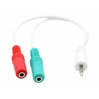Аудио адаптер Cablexpert CCA-417W, 3.5mm 4-pin (M) - 2x 3.5mm 3-pin (F), 0,2м, Белый