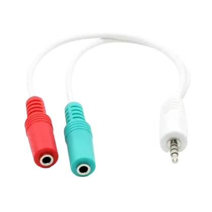 Аудио адаптер Cablexpert CCA-417W, 3.5mm 4-pin (M) - 2x 3.5mm 3-pin (F), 0,2м, Белый
