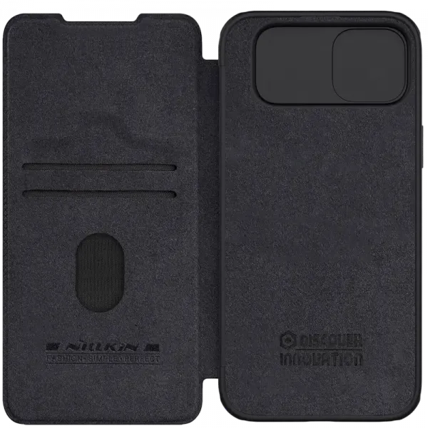 Husă tip carte Nillkin iPhone 15 Plus - Qin Pro, Negru