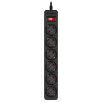 Prelungitor electric SVEN SF-06E, 6 Prize, 1,8m, Negru