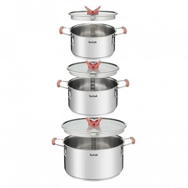 Set de vase Tefal OptiSpace, 5,2L, Oțel inoxidabil