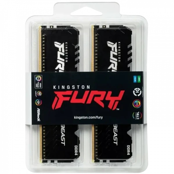 Memorie RAM Kingston FURY Beast RGB, DDR4 SDRAM, 3200 MHz, 64GB, KF432C16BBAK2/64