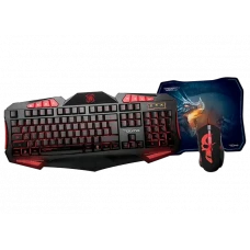 Set Tastatură + Mouse + Mouse Pad QUMO Axe Strike, Cu fir, Negru/Rosu