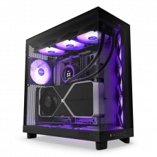 Carcasă PC NZXT H6 Flow RGB, Midi-Tower, Fără PSU, Negru