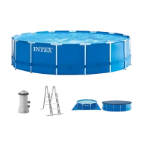 Piscină cu cadru metalic Intex Metal Frame, 16800L, Albastru, 28242
