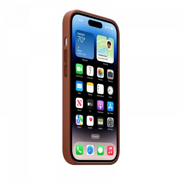 Husă Apple iPhone 14 Pro Leather Case with MagSafe, Maro