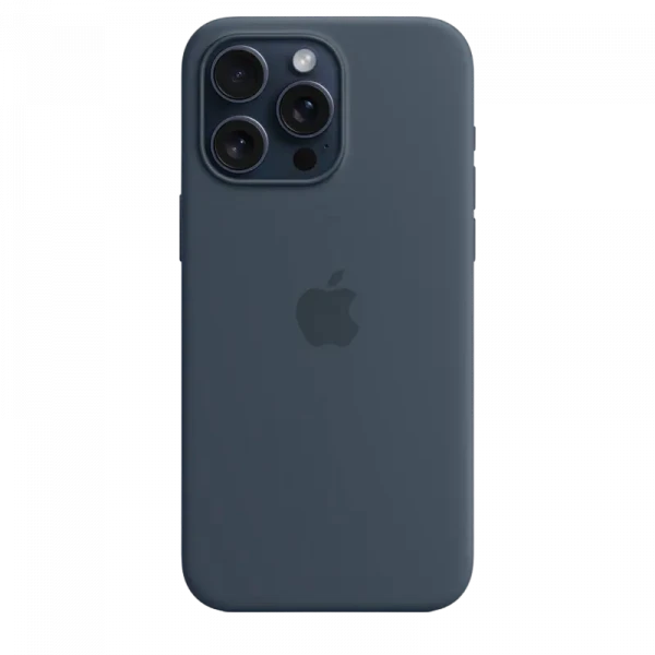 Husă Apple iPhone 15 Pro Max Silicone Case with MagSafe, Storm albastru