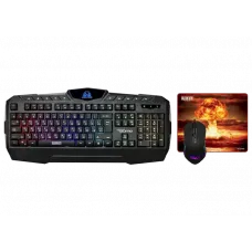 Set Tastatură + Mouse + Mouse Pad QUMO Wartime, Cu fir, Negru
