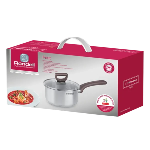Cratița Rondell RDS-1319, 0,9L, 14cm, Oțel inoxidabil