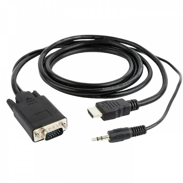 Cablu Video Cablexpert A-HDMI-VGA-03-6, HDMI (M) - VGA D-Sub + 3.5 mm Jack, 1,8m, Negru