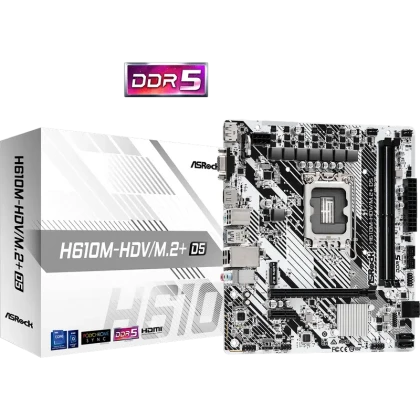 Placă de bază ASRock H610M-HDV/M.2+ D5, LGA1700, Intel H610, Micro-ATX