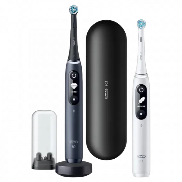 Periuță de dinți electrică Braun iO 7 Duo, Alabastru alb | Onyx negru