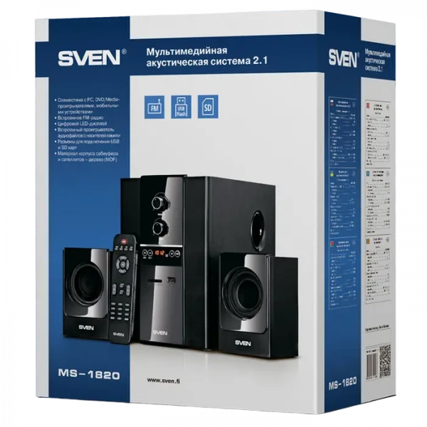 Компьютерные колонки 2.1 SVEN MS-1820, Чёрный