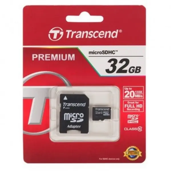 Карта памяти Transcend microSDHC Class 10, 32Гб (TS32GUSDHC10)