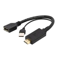Adaptor Video Cablexpert A-HDMIM-DPF-01, HDMI (M) - DisplayPort, USB Type-A, 0,1m, Negru