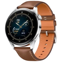 Ceas inteligent Huawei WATCH 3, 46mm, Carcasă Stainless Steel cu curea din piele Maro
