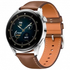 Ceas inteligent Huawei WATCH 3, 46mm, Carcasă Stainless Steel cu curea din piele Maro