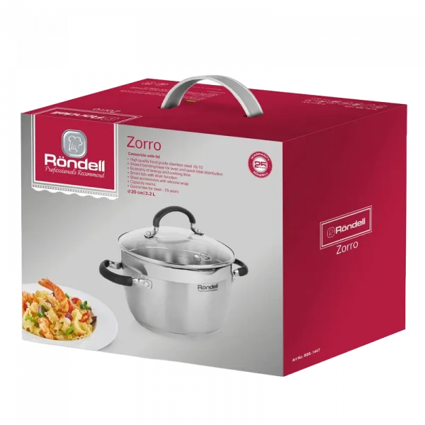 Кастрюля Rondell RDS-1447, 3,2л, 20см, Нержавеющая сталь