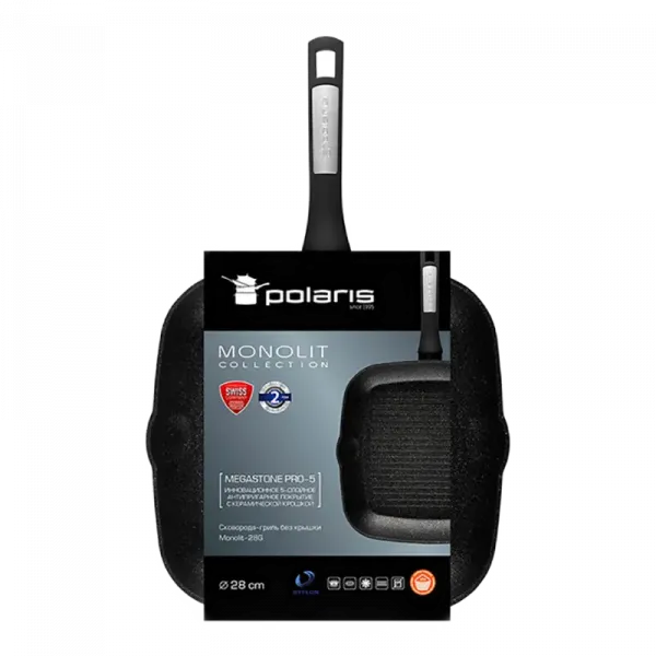 Сковорода-гриль Polaris Monolit-28G, 28см, Чёрный